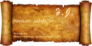 Hentes Jolán névjegykártya